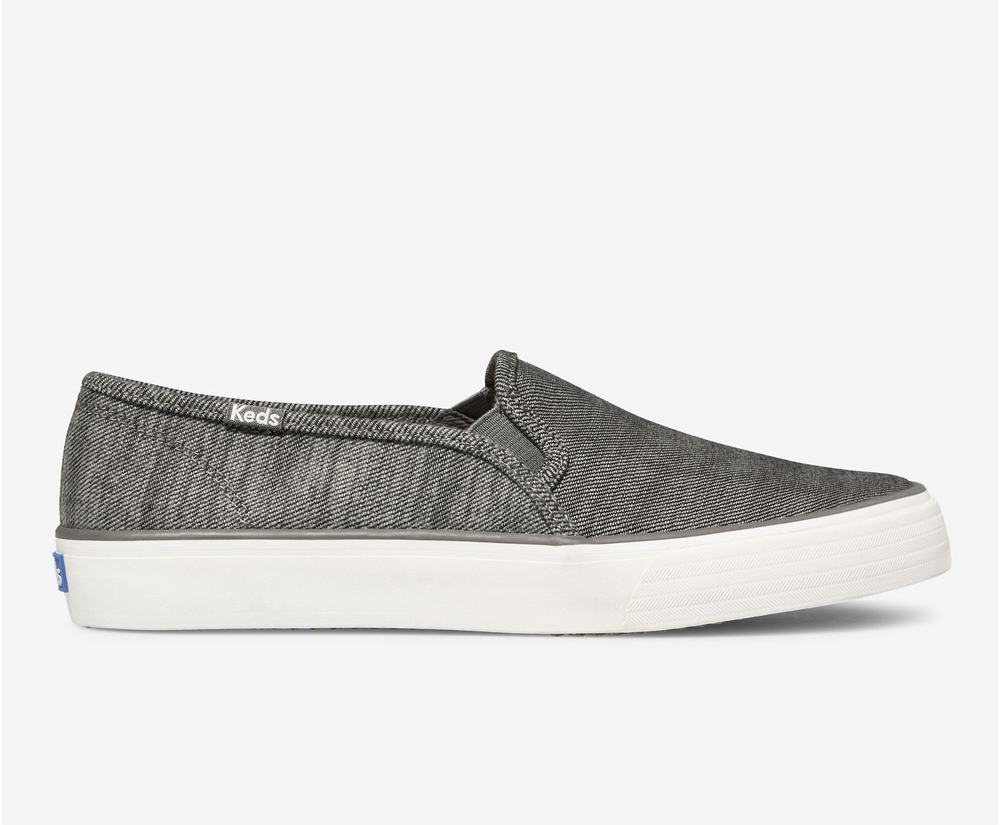 Women's Keds Double Decker Brushed Denim Slip Ons Black 2370916ZW - South Africa